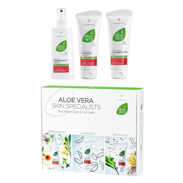 LR Aloe Vera Spezial-Pflege-Box 3-teilg mit Konzentrat, Emergency Spray, Propolis Creme